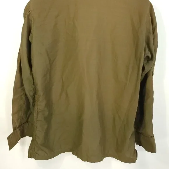 Vtg US Military Shirt Men's Med Sting Ray 13 3rd AVN DET Patch Zip Front 70s